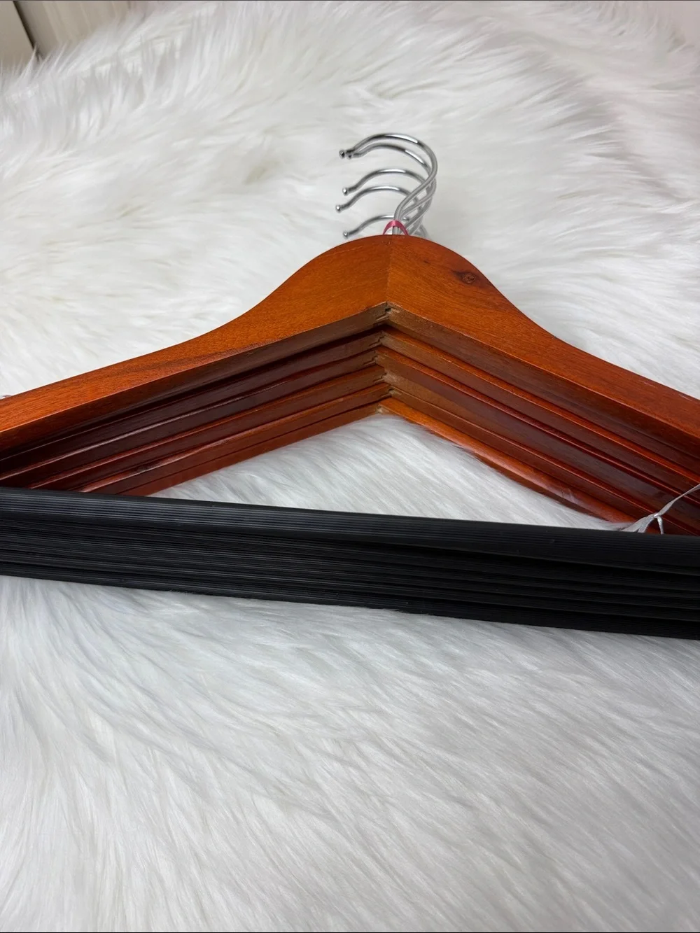Brookstone Wooden Suit Hangers with Chrome Swivel Hooks - Set of 7